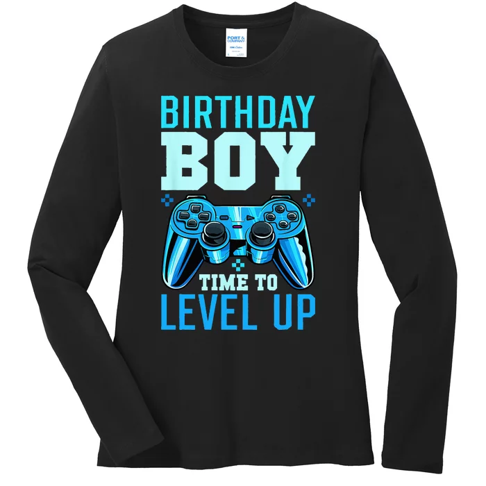 Level Up Birthday Matching Gamer Party Classic Fit Black Ladies Long Sleeve Shirt