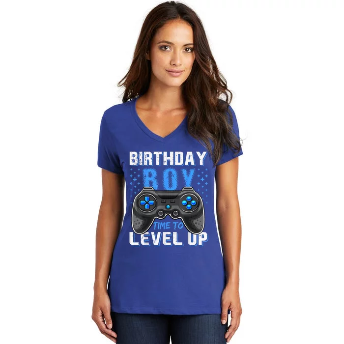 Level Up Birthday Gamer Gift Classic Fit Short Sleeve Black Women's V-Neck T-Shirt