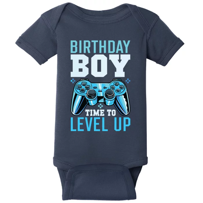 Level Up Birthday Boy Matching Gamer Party Classic Fit Black Baby Bodysuit