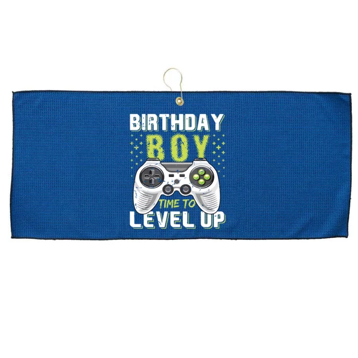 Level Up Birthday Boy Video Game Classic Fit Black Party Gift Large Microfiber Waffle Golf Towel