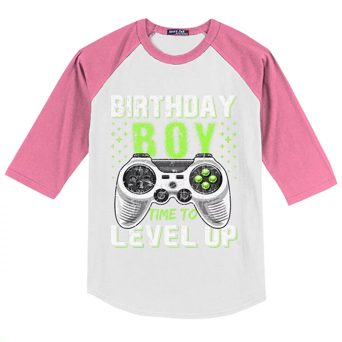 Level Up Birthday Boy Video Game Classic Fit Black Party Gift Kids Colorblock Raglan Jersey