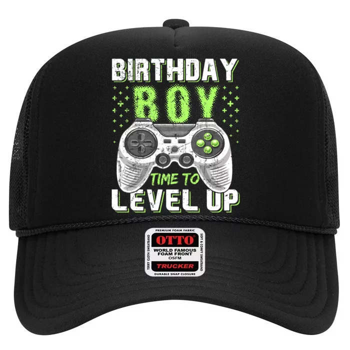 Level Up Birthday Boy Video Game High Crown Mesh Trucker Hat