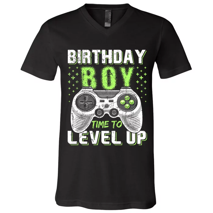 Level Up Birthday Boy Video Game V-Neck T-Shirt