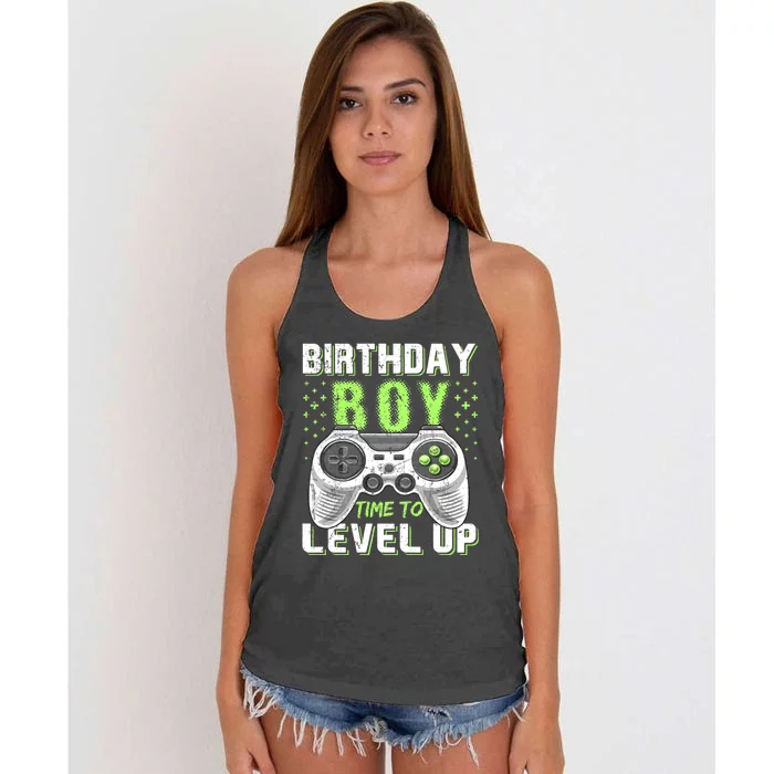 Level Up Birthday Boy Video Game Women's Knotted Racerback Tank