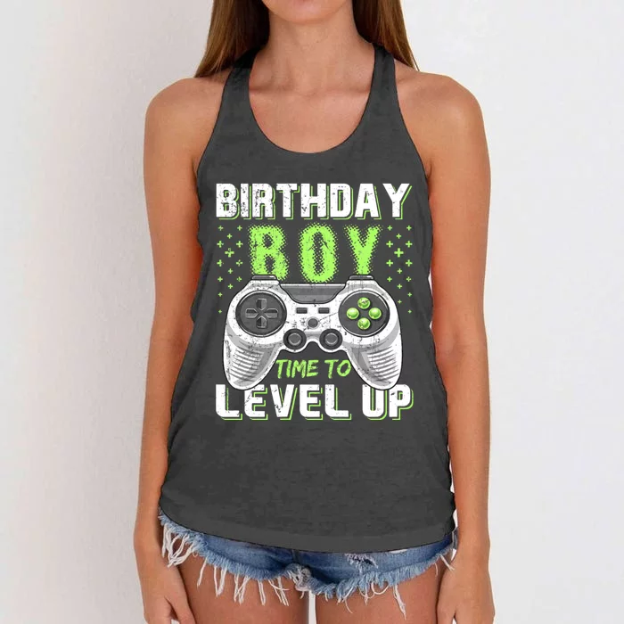 Level Up Birthday Boy Video Game Women's Knotted Racerback Tank