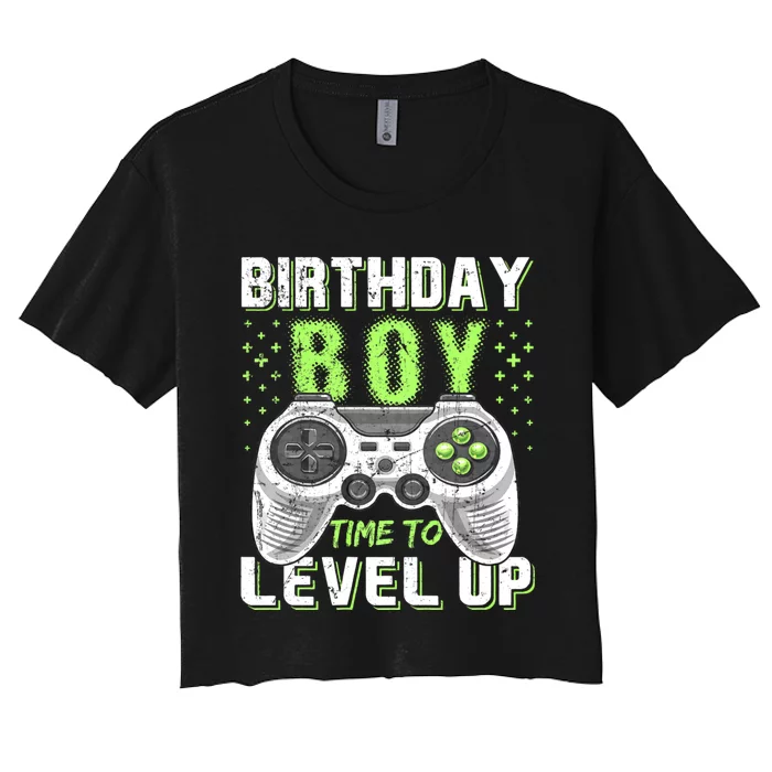 Level Up Birthday Boy Video Game Women's Crop Top Tee