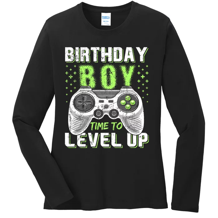 Level Up Birthday Boy Video Game Ladies Long Sleeve Shirt