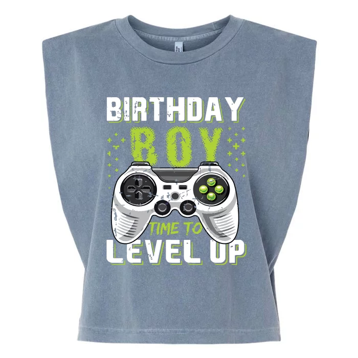 Level Up Birthday Boy Video Game Garment-Dyed Women's Muscle Tee