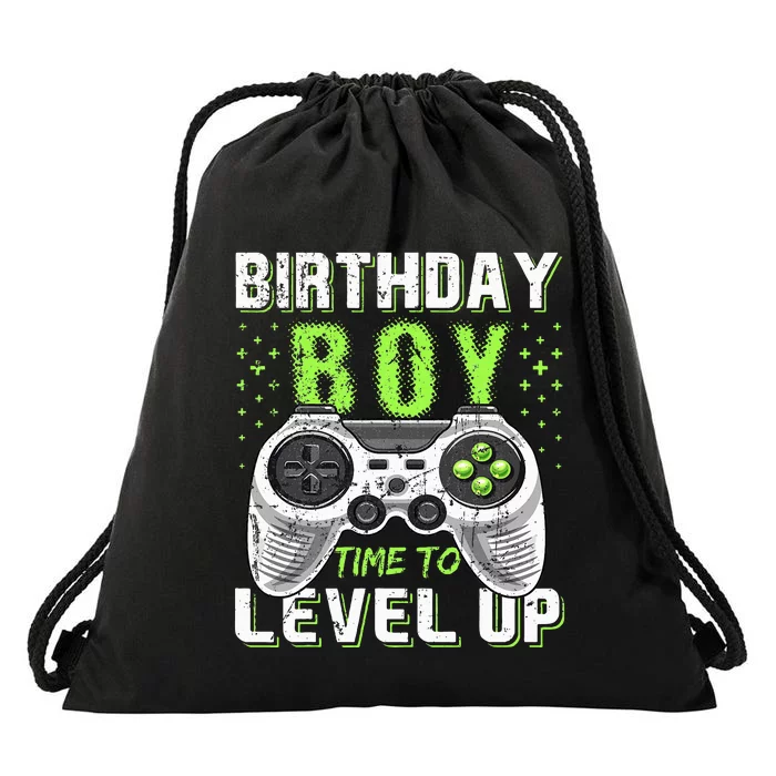 Level Up Birthday Video Game Black Party Gift Drawstring Bag