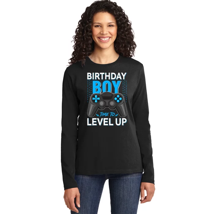 Level Up Birthday Boy Gamer Kids Party Video Game Gift Ladies Long Sleeve Shirt