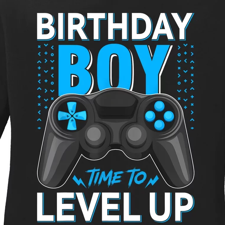 Level Up Birthday Boy Gamer Kids Party Video Game Gift Ladies Long Sleeve Shirt