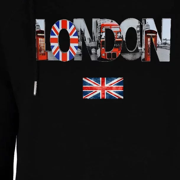 London Uk British Flag England Great Britain Womens Funnel Neck Pullover Hood