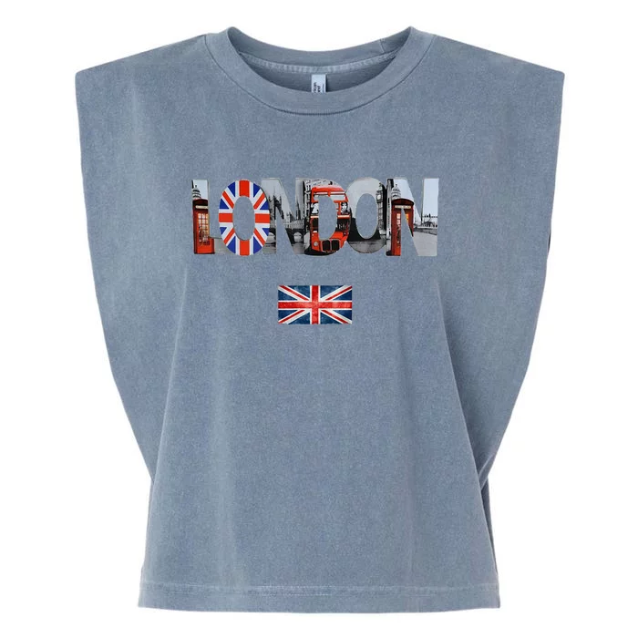 London Uk British Flag England Great Britain Garment-Dyed Women's Muscle Tee