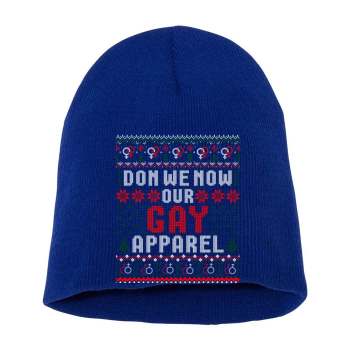 Lgbt Ugly Christmas Sweater Don We Now Our Gay Cool Gift Short Acrylic Beanie