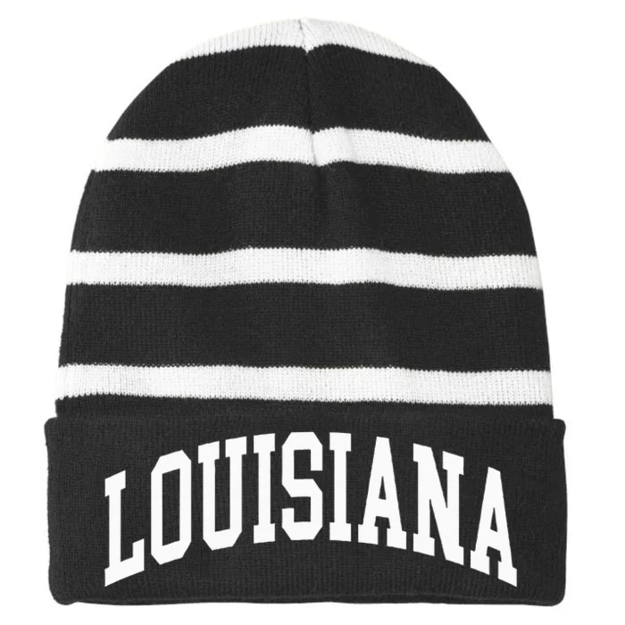 Louisiana Us College Font Proud American Usa States Striped Beanie with Solid Band