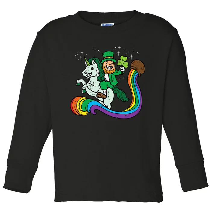 Leprechaun Unicorn Cute St Patricks Day Toddler Long Sleeve Shirt