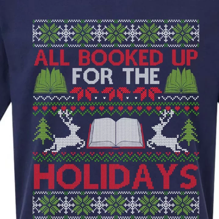 Librarian Ugly Christmas Great Gift Book Lover Ugly Xmas Sweater Funny Gift Sueded Cloud Jersey T-Shirt