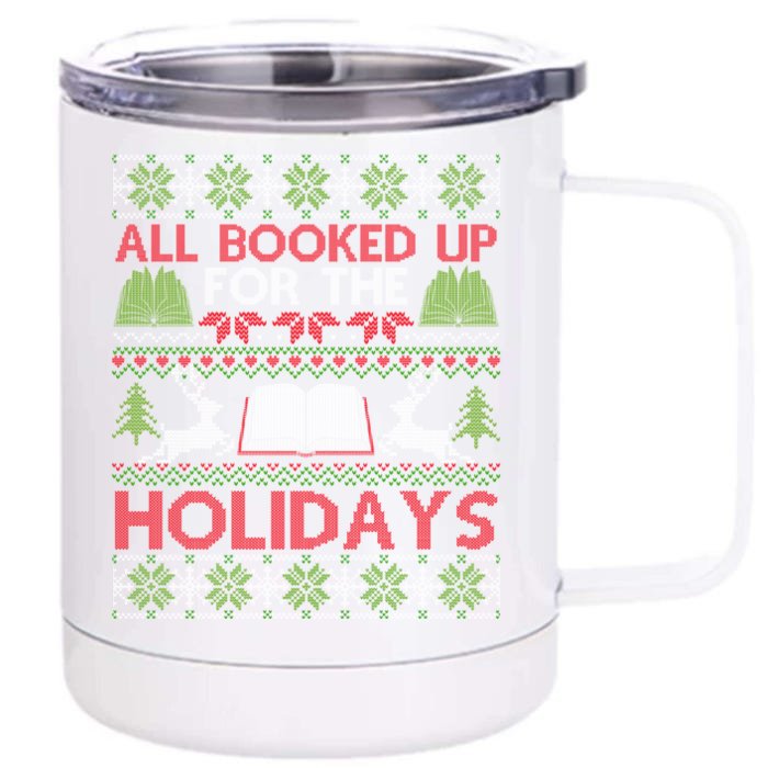 Librarian Ugly Christmas Great Gift Book Lover Ugly Xmas Sweater Funny Gift Front & Back 12oz Stainless Steel Tumbler Cup