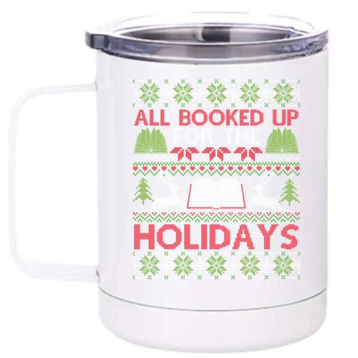 Librarian Ugly Christmas Great Gift Book Lover Ugly Xmas Sweater Funny Gift Front & Back 12oz Stainless Steel Tumbler Cup