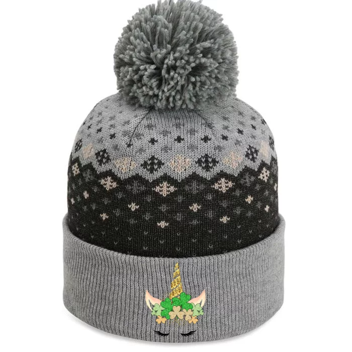 Lucky Unicorn Cute St Patrick's Day The Baniff Cuffed Pom Beanie