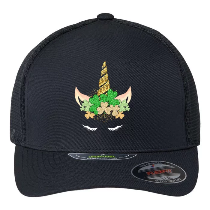 Lucky Unicorn Cute St Patrick's Day Flexfit Unipanel Trucker Cap