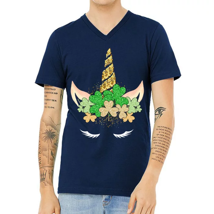 Lucky Unicorn Cute St Patrick's Day V-Neck T-Shirt