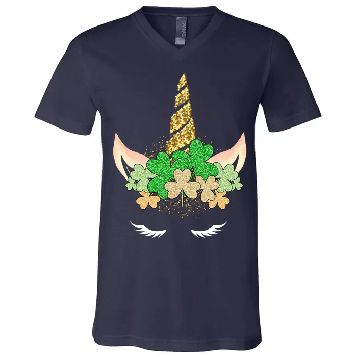 Lucky Unicorn Cute St Patrick's Day V-Neck T-Shirt