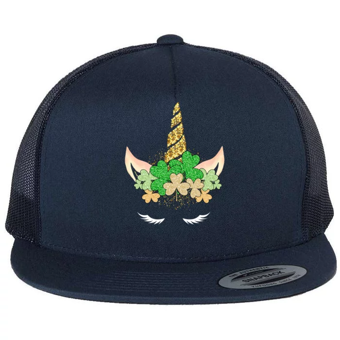 Lucky Unicorn Cute St Patrick's Day Flat Bill Trucker Hat