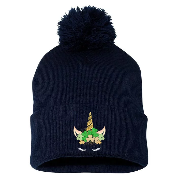 Lucky Unicorn Cute St Patrick's Day Pom Pom 12in Knit Beanie