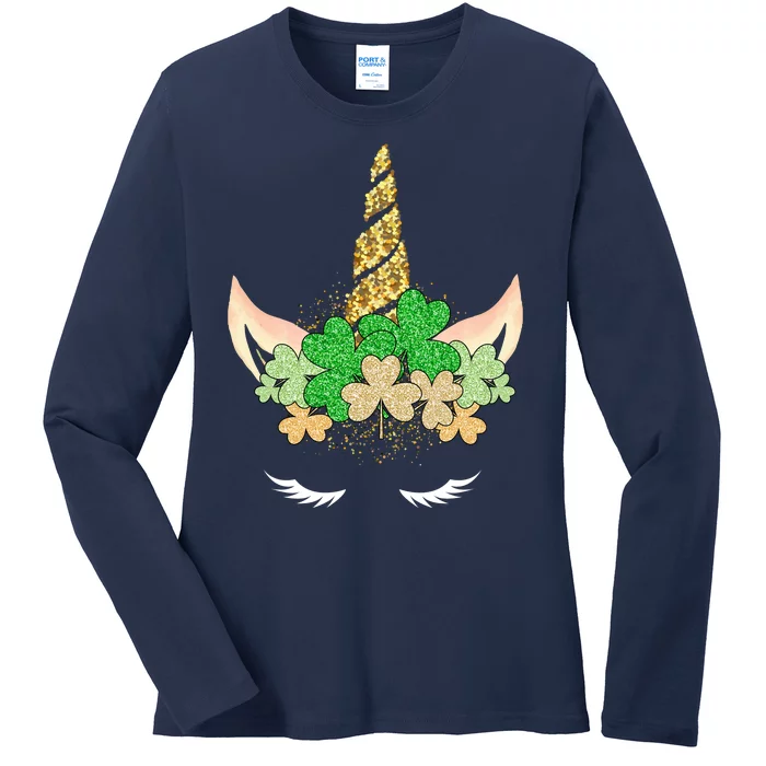 Lucky Unicorn Cute St Patrick's Day Ladies Long Sleeve Shirt