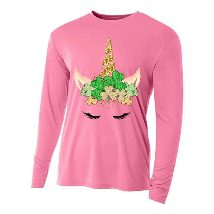 Lucky Unicorn Cute St Patrick's Day Cooling Performance Long Sleeve Crew