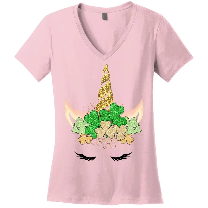 Lucky Unicorn Cute St Patrick's Day Women's V-Neck T-Shirt