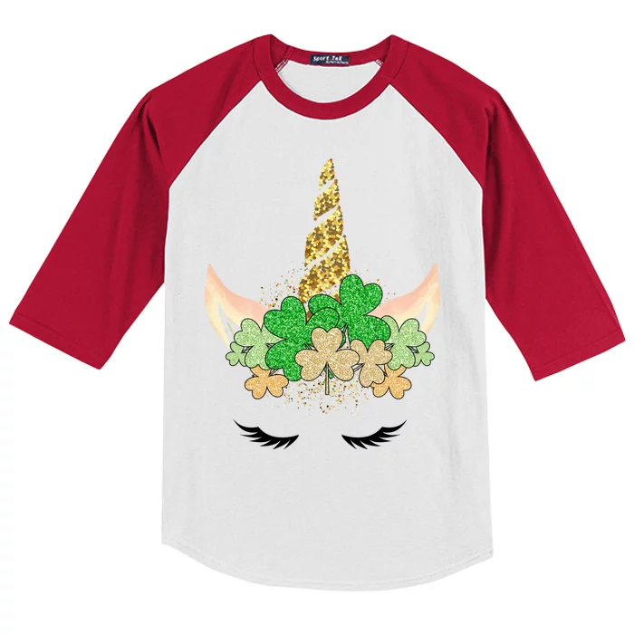 Lucky Unicorn Cute St Patrick's Day Kids Colorblock Raglan Jersey