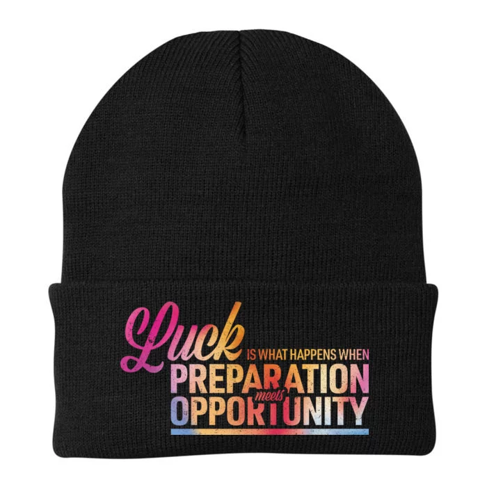 Luck Definition Preparation Meets Opportunity Knit Cap Winter Beanie