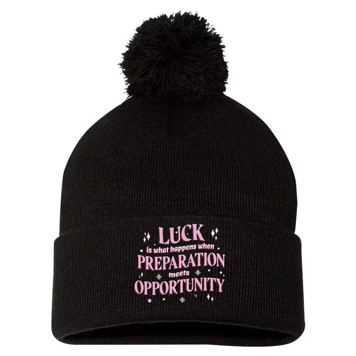 Luck Preparation Opportunity Pom Pom 12in Knit Beanie