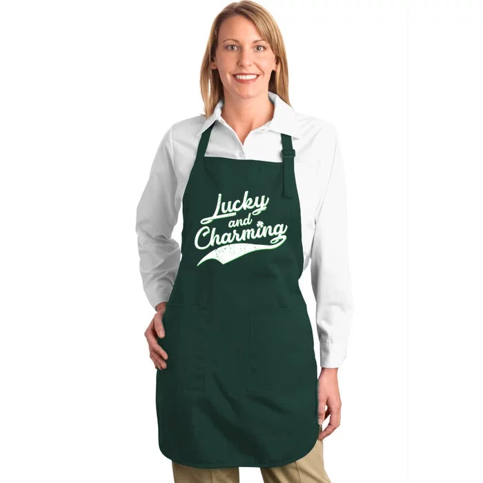 Lucky and Charming St Patrick's Day Full-Length Apron With Pocket