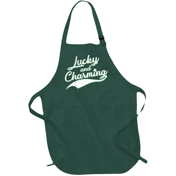 Lucky and Charming St Patrick's Day Full-Length Apron With Pocket