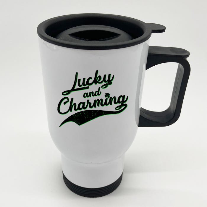 Lucky and Charming St Patrick's Day Front & Back Stainless Steel Travel Mug