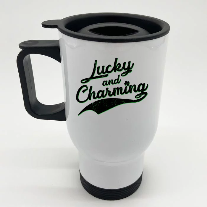 Lucky and Charming St Patrick's Day Front & Back Stainless Steel Travel Mug