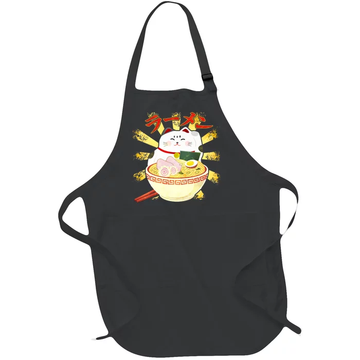 Lucky Cat Ramen Japanese Full-Length Apron With Pocket