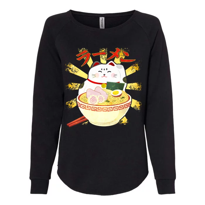 Lucky Cat Ramen Japanese Womens California Wash Sweatshirt