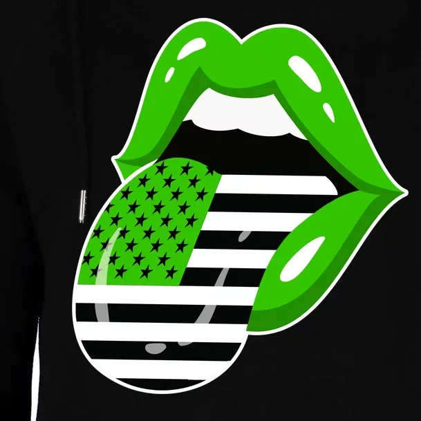 Lucky Irish Lips USA American Flag Womens Funnel Neck Pullover Hood