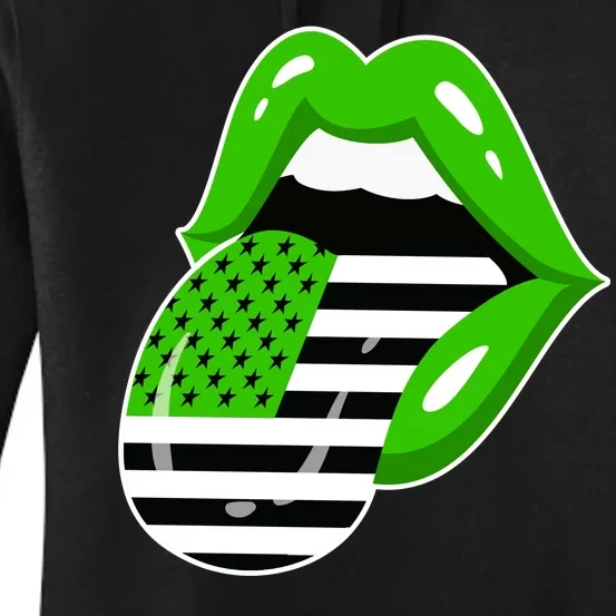 Lucky Irish Lips USA American Flag Women's Pullover Hoodie