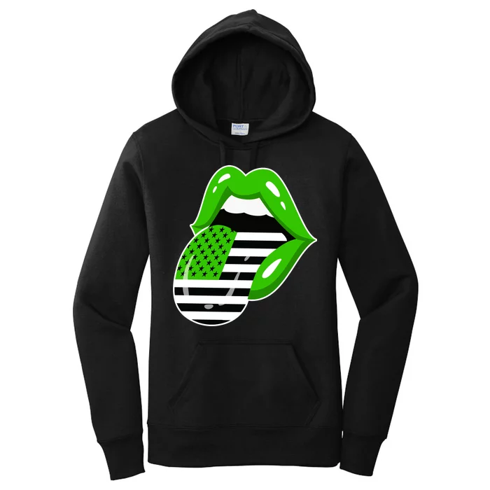 Lucky Irish Lips USA American Flag Women's Pullover Hoodie