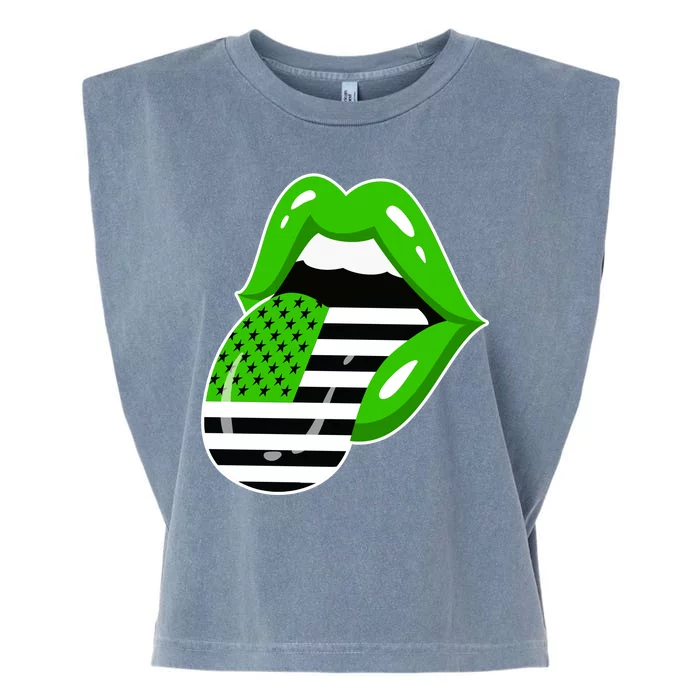 Lucky Irish Lips USA American Flag Garment-Dyed Women's Muscle Tee