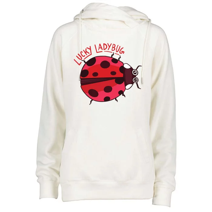 Lucky Ladybug Womens Funnel Neck Pullover Hood