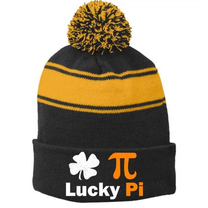 Lucky Pi St. Patrick's Day Clover Stripe Pom Pom Beanie