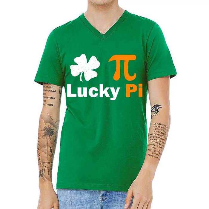 Lucky Pi St. Patrick's Day Clover V-Neck T-Shirt