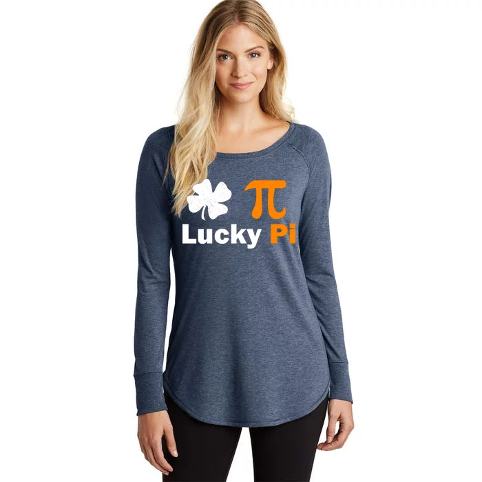 Lucky Pi St. Patrick's Day Clover Women's Perfect Tri Tunic Long Sleeve Shirt