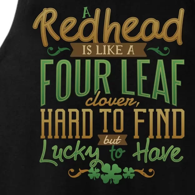 Lucky Redhead Four Leaf Clover Ladies Tri-Blend Wicking Tank